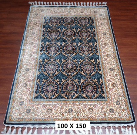 手工绢丝地毯  3.3*5 TXD-1034蓝