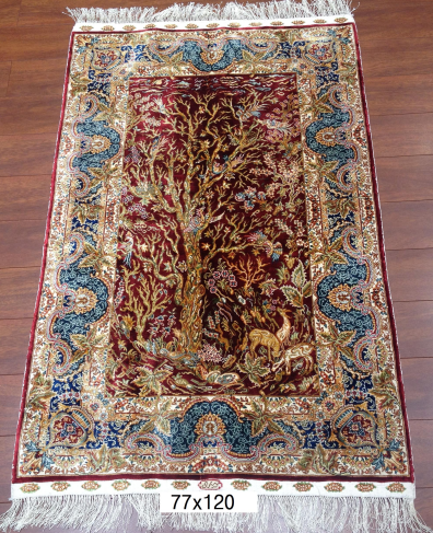 手工绢丝地毯 2.5*4 TXD-1056红