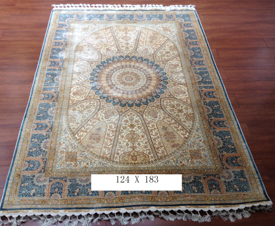 手工真丝地毯 4*6 TXJ-1231白