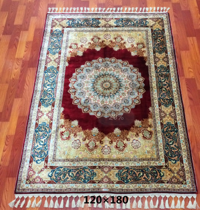 手工绢丝地毯 4*6 TXX-1243红