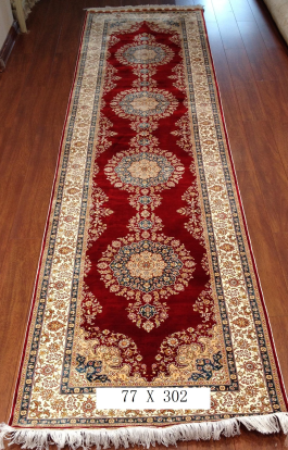 手工绢丝地毯 2.5*9.84 TXJ-1001 红