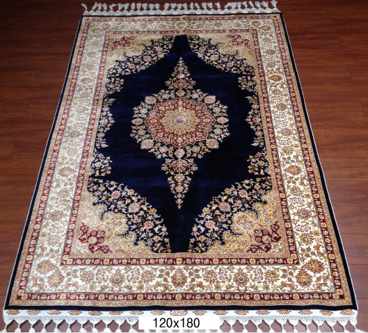 手工绢丝地毯  3.9*6 TXJ-1001蓝