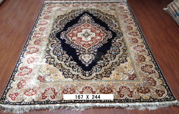 手工绢丝地毯  5.4*7.87 TXQ-1104黑