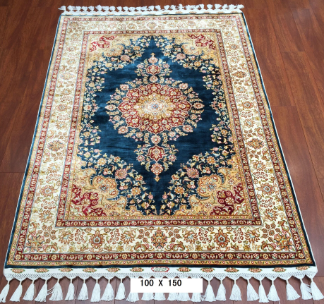 手工绢丝地毯 3.3*5 TXJ-1001墨蓝