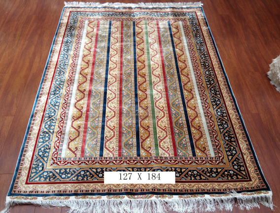 手工绢丝地毯 4*6 TXW-1106彩条