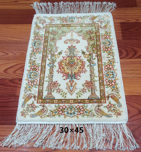 手工绢丝地毯 1*1.4  TXMD-0901白