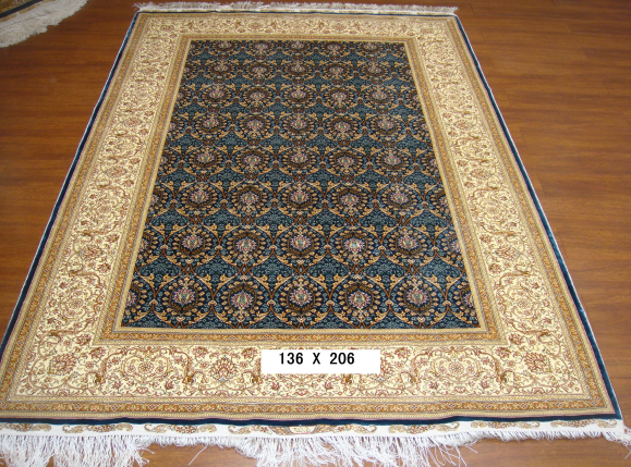 手工绢丝地毯 4.46*6.75 TXD-1034蓝