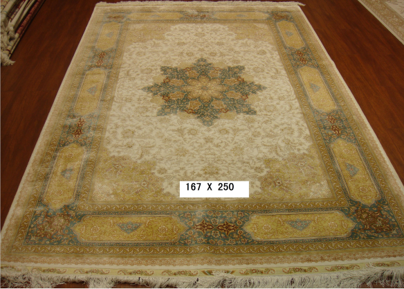 手工真丝地毯 5.5*8  TXD-1033卡底蓝心