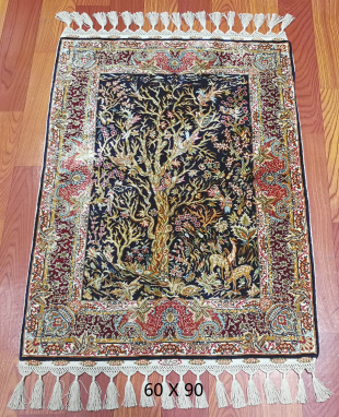 手工绢丝地毯 1.9*3 TXD-1056黑