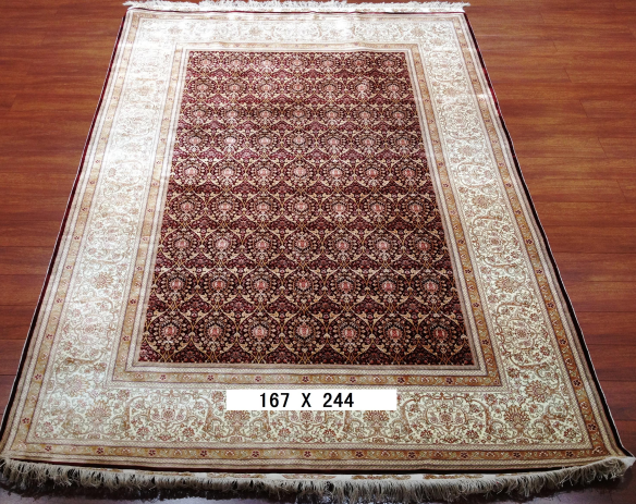 手工绢丝地毯 5.4*7.87 TXD-1034红