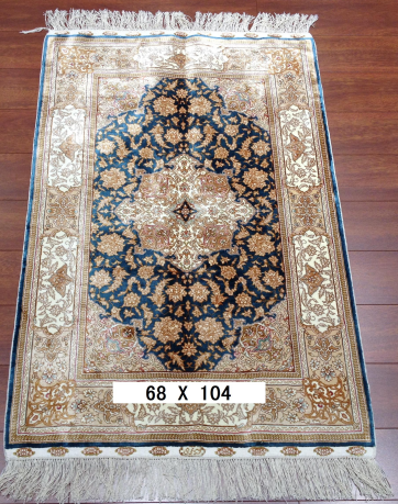 手工绢丝地毯 2.2*3.4 TXD-1033蓝