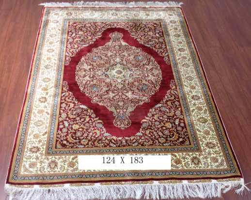 手工绢丝地毯 4*6 TXD-140红