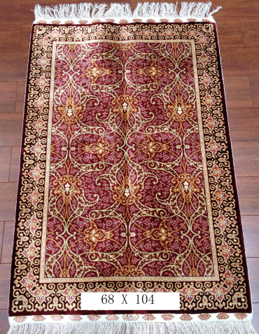 手工绢丝地毯 2.2*3.4 TXJ-1006红