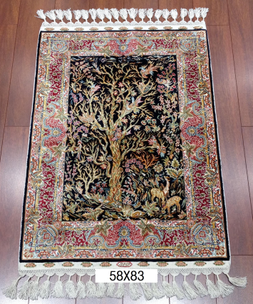 手工绢丝地毯 1.9*2.7 TXD-1056黑