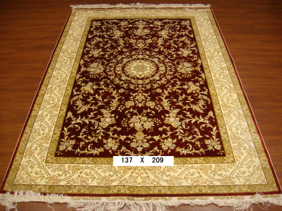 手工绢丝地毯 4.46*6.75 TXD-0914红