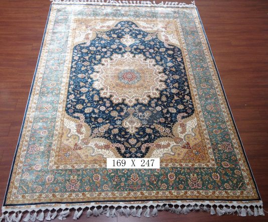 手工绢丝地毯  5.4*7.87  TXQ-0914蓝