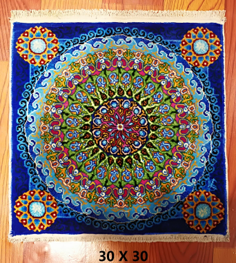 手工绢丝地毯1*1 TXX-1743亮蓝