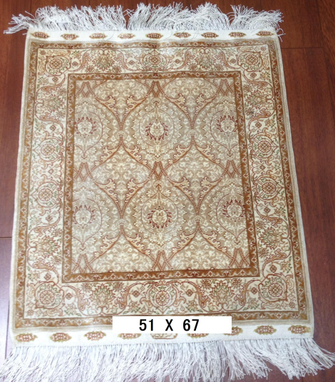 手工绢丝地毯 1.7*2.2  TXD-1034棕