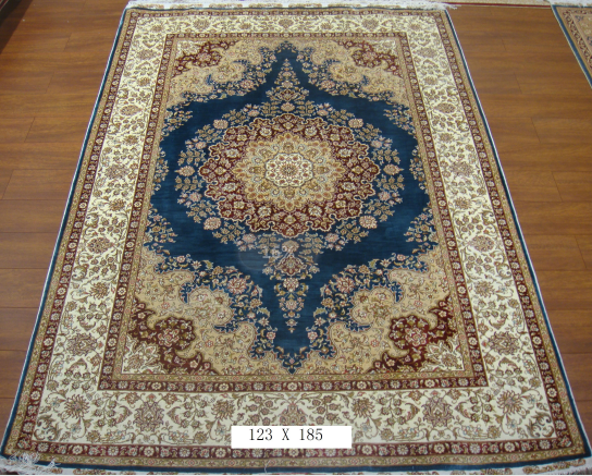 手工绢丝地毯 4*6 TXJ-1001蓝