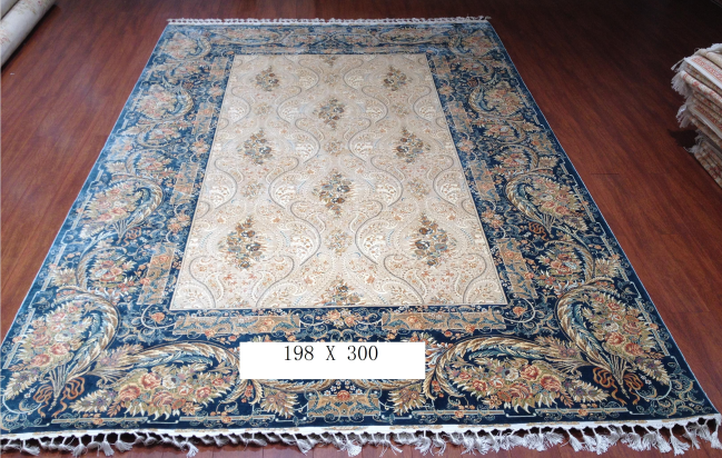 手工真丝地毯 6.4*9.84 TXX-1343卡底蓝边