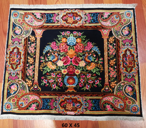 手工绢丝地毯 1.9*1.5 TXJ-1771黑