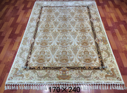 手工绢丝地毯5.4*7.87 TXD-1054白