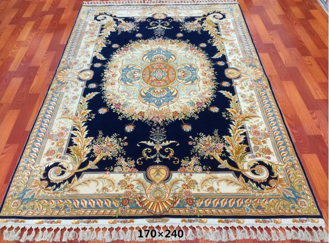 手工丝毛地毯 5.4*7.87  TXMW-1102黑蓝