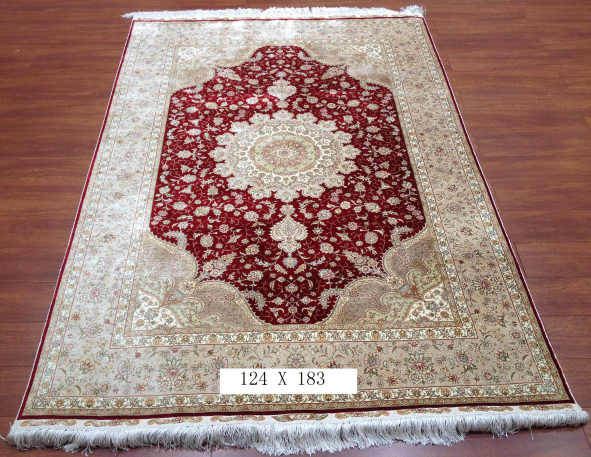 手工真丝地毯 4*6 TXQ-0914红