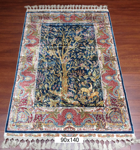 手工绢丝地毯 2.9*4.5 TXD-1056蓝