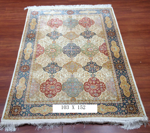 手工真丝地毯 3.3*5 TXW-1114白