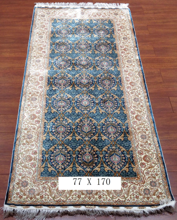 手工绢丝地毯 2.5*5.5  TXD-1034蓝
