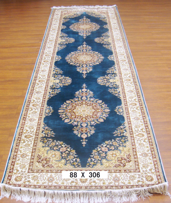 手工绢丝地毯 2.8*10 TXJ-1001蓝