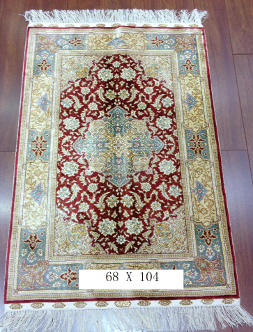 手工绢丝地毯 2.2*3.4 TXD-1033红