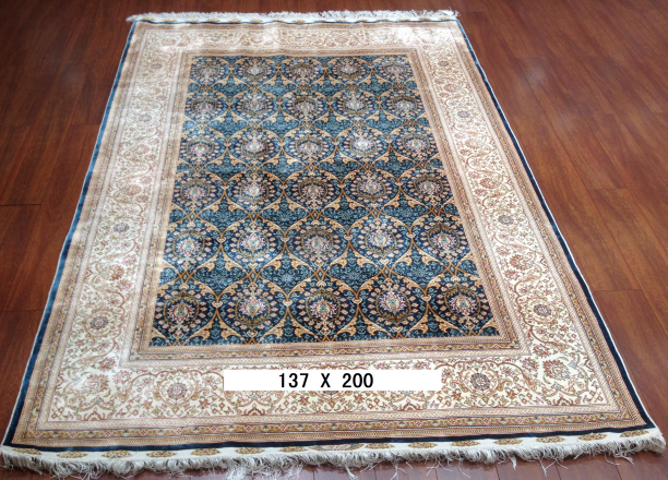 手工绢丝地毯  4.5*6.5 TXD-1034 蓝