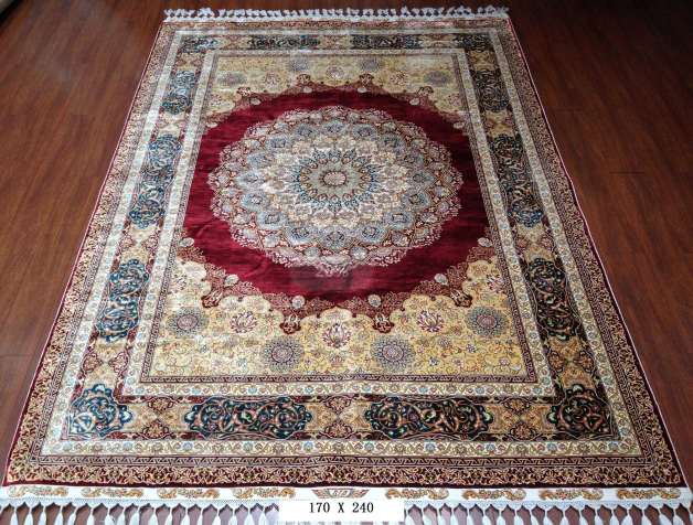 手工绢丝地毯 5.4*7.87  TXX-1243红