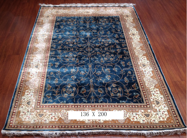 手工绢丝地毯  4.5*6.5 TXD-0926蓝