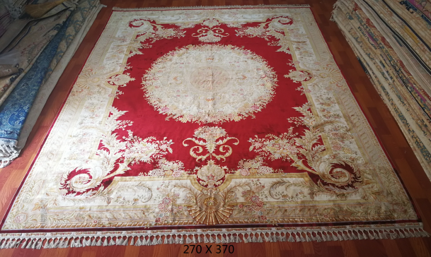 手工绢丝地毯9*12 TXW-1102红