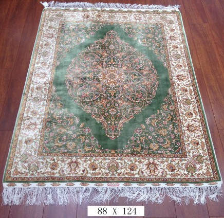 手工绢丝地毯 2.8*4 TXD-140绿