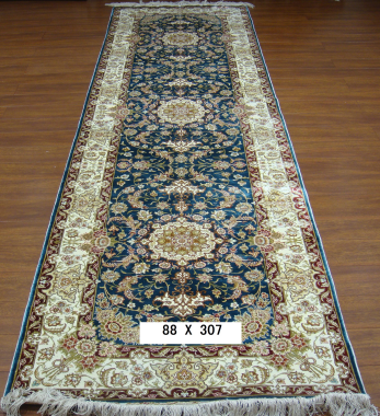 手工绢丝地毯 2.8*10 TXJ-1004蓝
