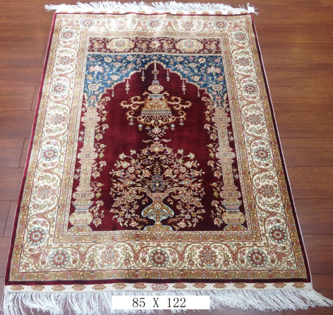 手工绢丝地毯 2.8*4  TXD-179红