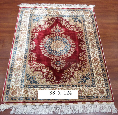 手工绢丝地毯 2.8*4 TXJ-1001红