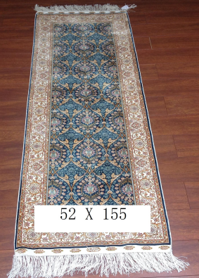 手工绢丝地毯 1.7*5 TXD-1034蓝