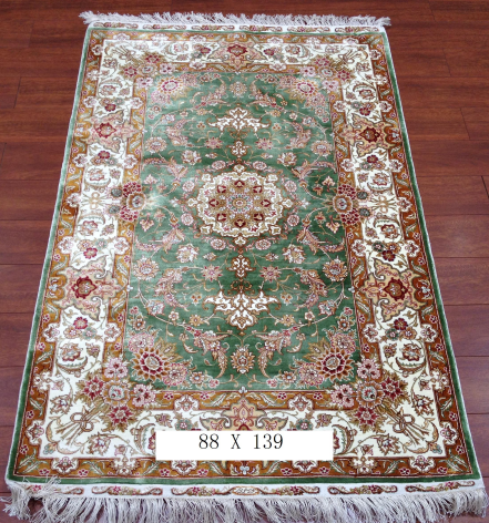 手工绢丝地毯 2.8*4.5 TXJ-1004绿