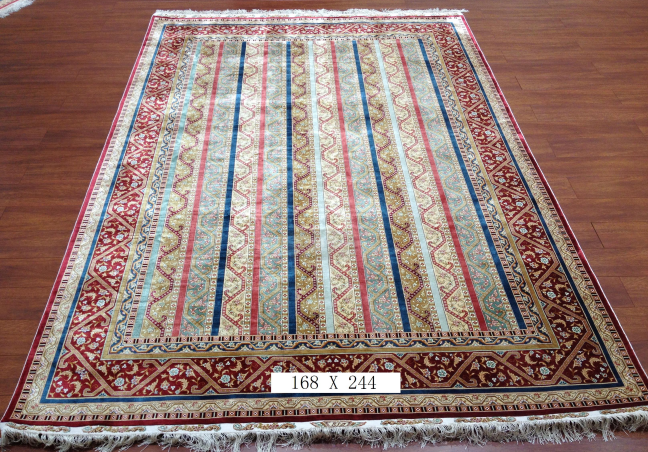 手工绢丝地毯 5.5*7.87 TXW-1106彩条