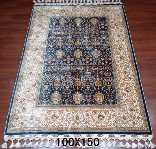 手工绢丝地毯  3.3*5  TXD-180浅蓝