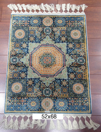 手工绢丝地毯 1.7*2.2 TXW-1115蓝