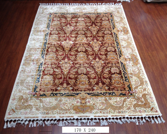 手工绢丝地毯 5.5*7.87 TXD-1054红