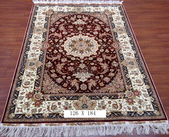 手工绢丝地毯 4*6 TXJ-1004红