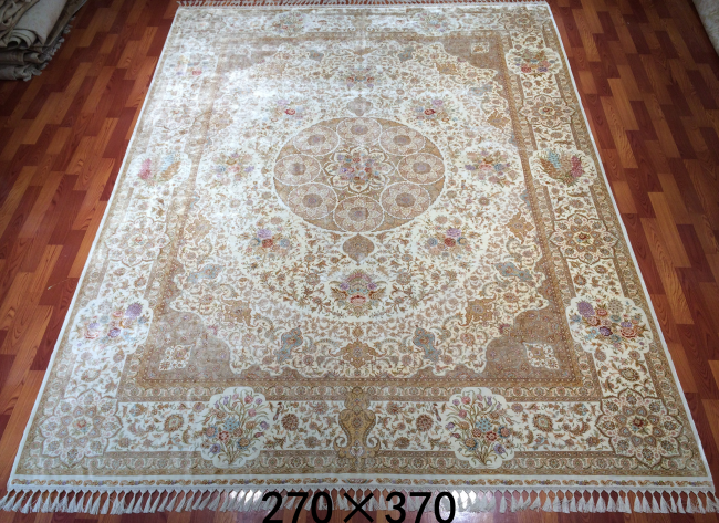 手工绢丝地毯9*12 TXW-1203白