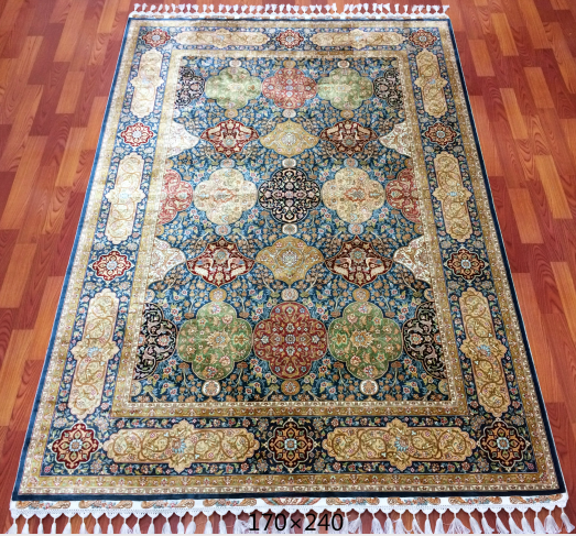 手工绢丝地毯 5.5*7.87 TXW-1114蓝